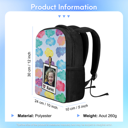 Personalised School Bag Custom Name And Photo Schoolbag Clound Backpack for Kids-Jessemade AU