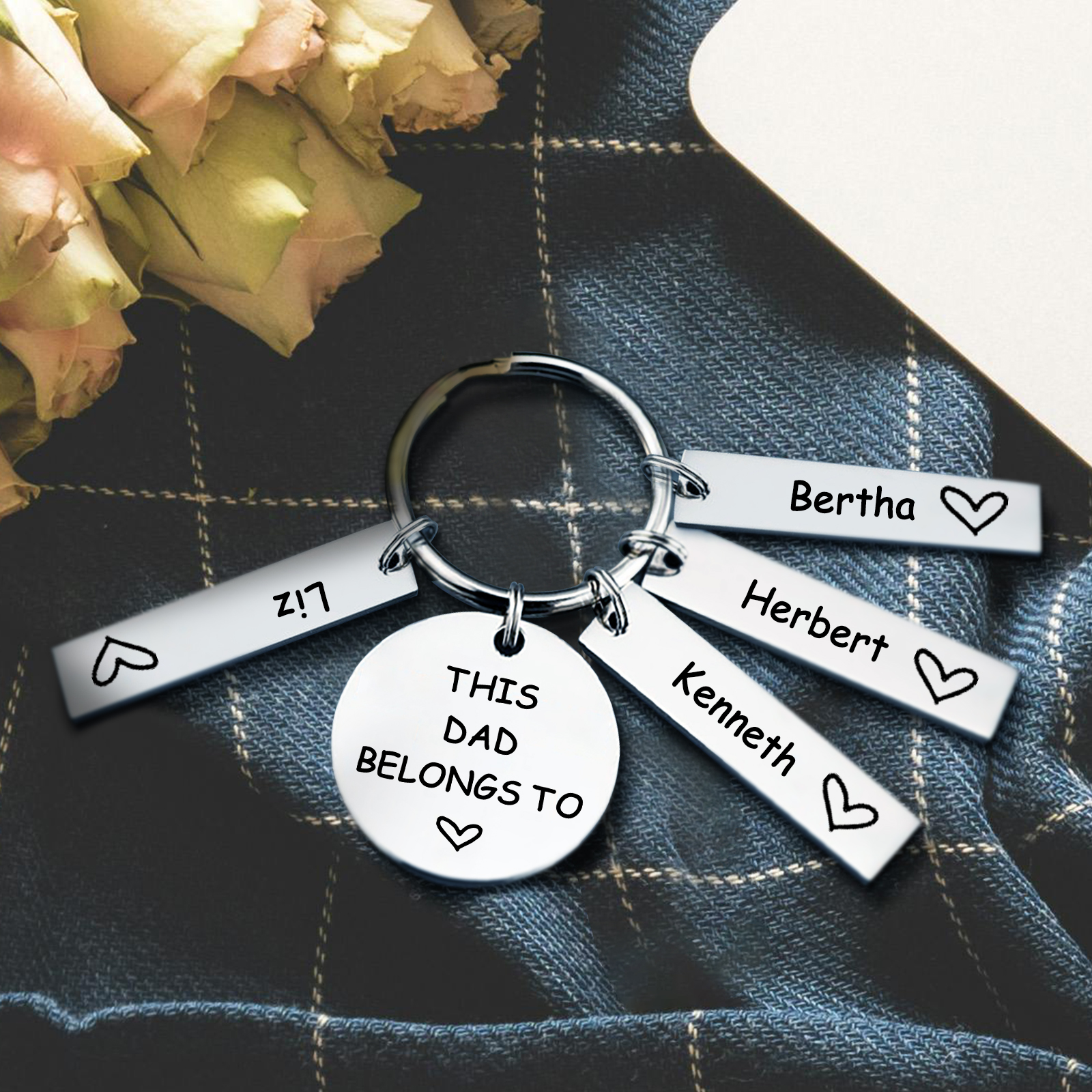 4 Names - Personalised Name Keychain Stainless Steel Keychain Special Gift for Mummy/Dad-Jessemade AU