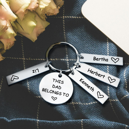4 Names - Personalised Name Keychain Stainless Steel Keychain Special Gift for Mummy/Dad-Jessemade AU