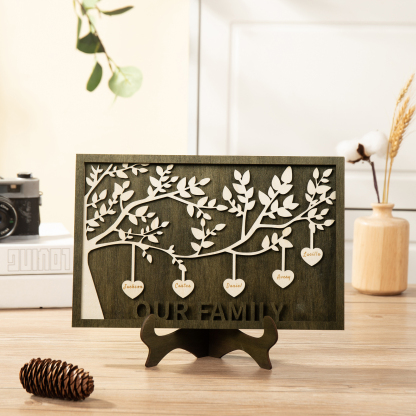 Family Tree Wood Frame Personalised Family Tree Sign Engrave 5 Names Keepsake Gifts-Jessemade AU