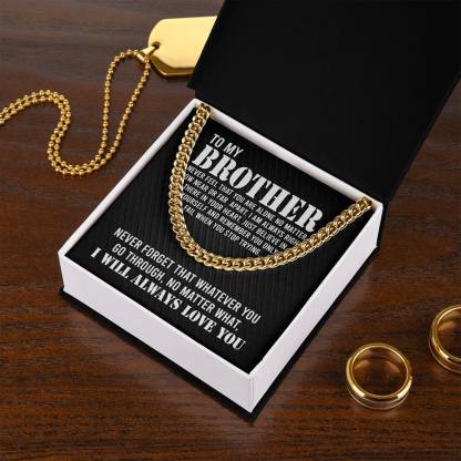 To My Brother Cuban Link Chain Necklace Stainless Steel Necklace Gift Set "I Will Always Love You" Gift for Brother-Jessemade AU