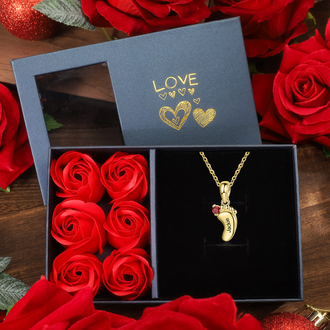 Baby Feet Necklace Custom 1 Birthstone Family Gifts Set for Mum-Jessemade AU