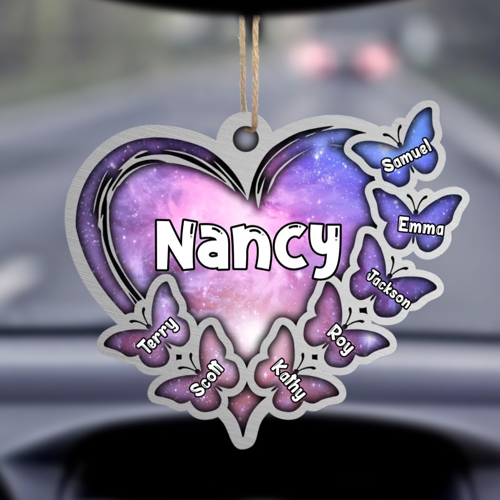 Multi Colors Personalised Acrylic Ornament Sparkling Heart Butterfly Ornament Customised Name Gift for Grandma Mother-Jessemade AU