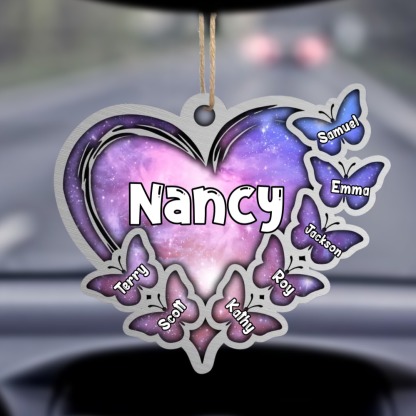 Multi Colors Personalised Acrylic Ornament Sparkling Heart Butterfly Ornament Customised Name Gift for Grandma Mother-Jessemade AU