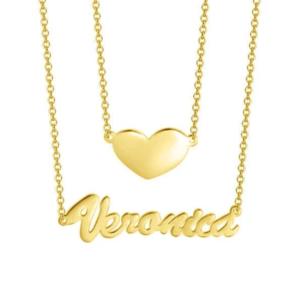 2 layered Name Neckace With Heart-Jessemade AU