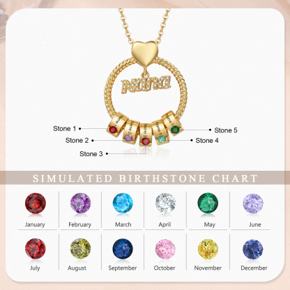 5 Names - Personalised Nana Necklace Custom Names & Birthstones Circle Pendant Necklace Gift for Grandma Nana-Jessemade AU