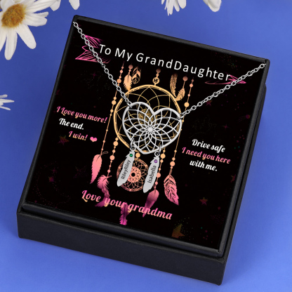 Personalised Dream Catcher Necklace With Birthstones Custom 2 Names Necklace Gifts For Her-Jessemade AU