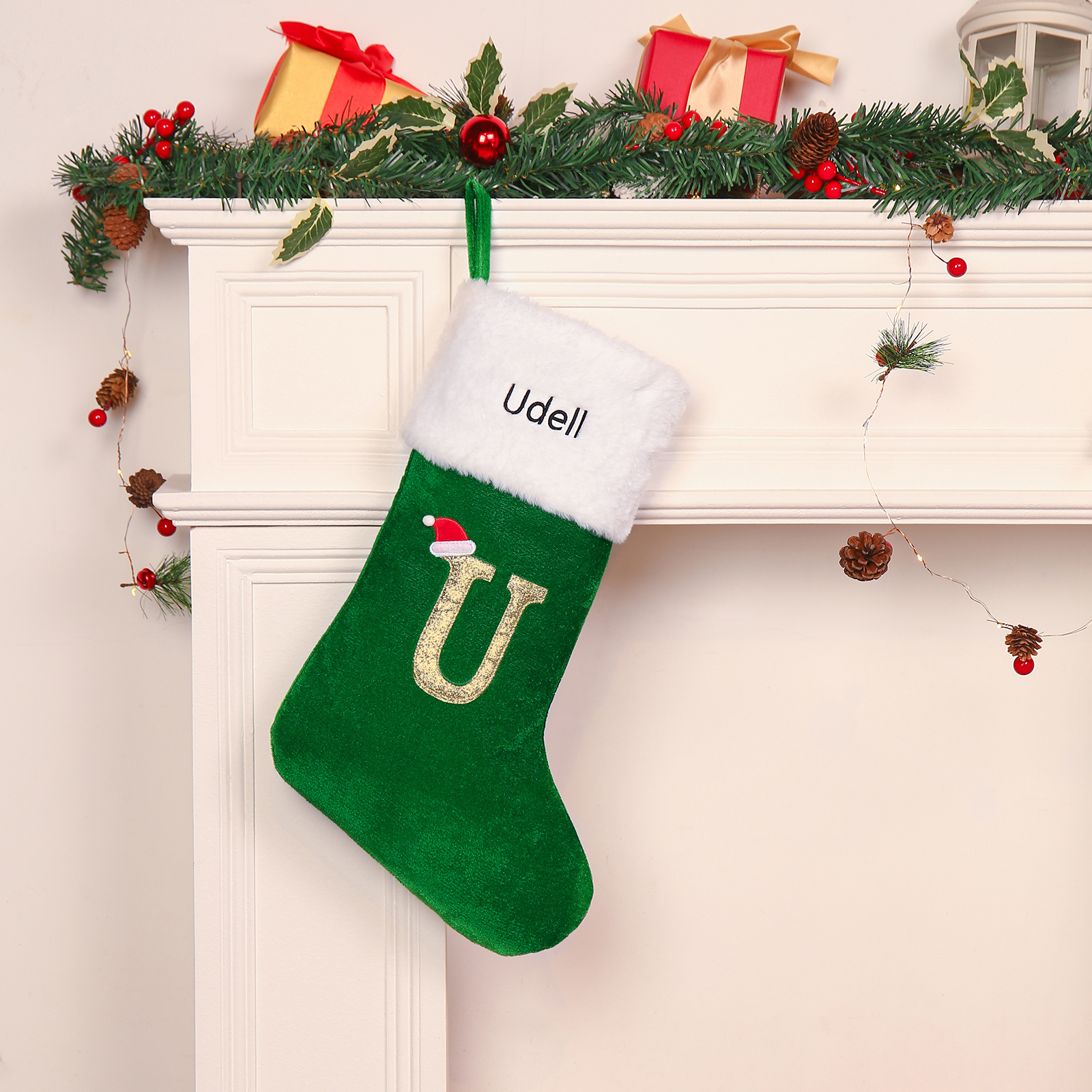 Christmas Letter Stockings Ornaments Custom 1 Name Fireplace Sock Decor Personalised Gifts for Family Friends-Jessemade AU