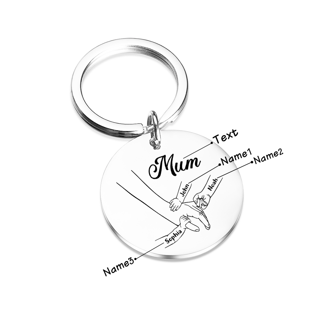 3 Names - Personalised Text Keychain Holding Hands Keychain Mother's Day Gifts For Grandma/Mother-Jessemade AU