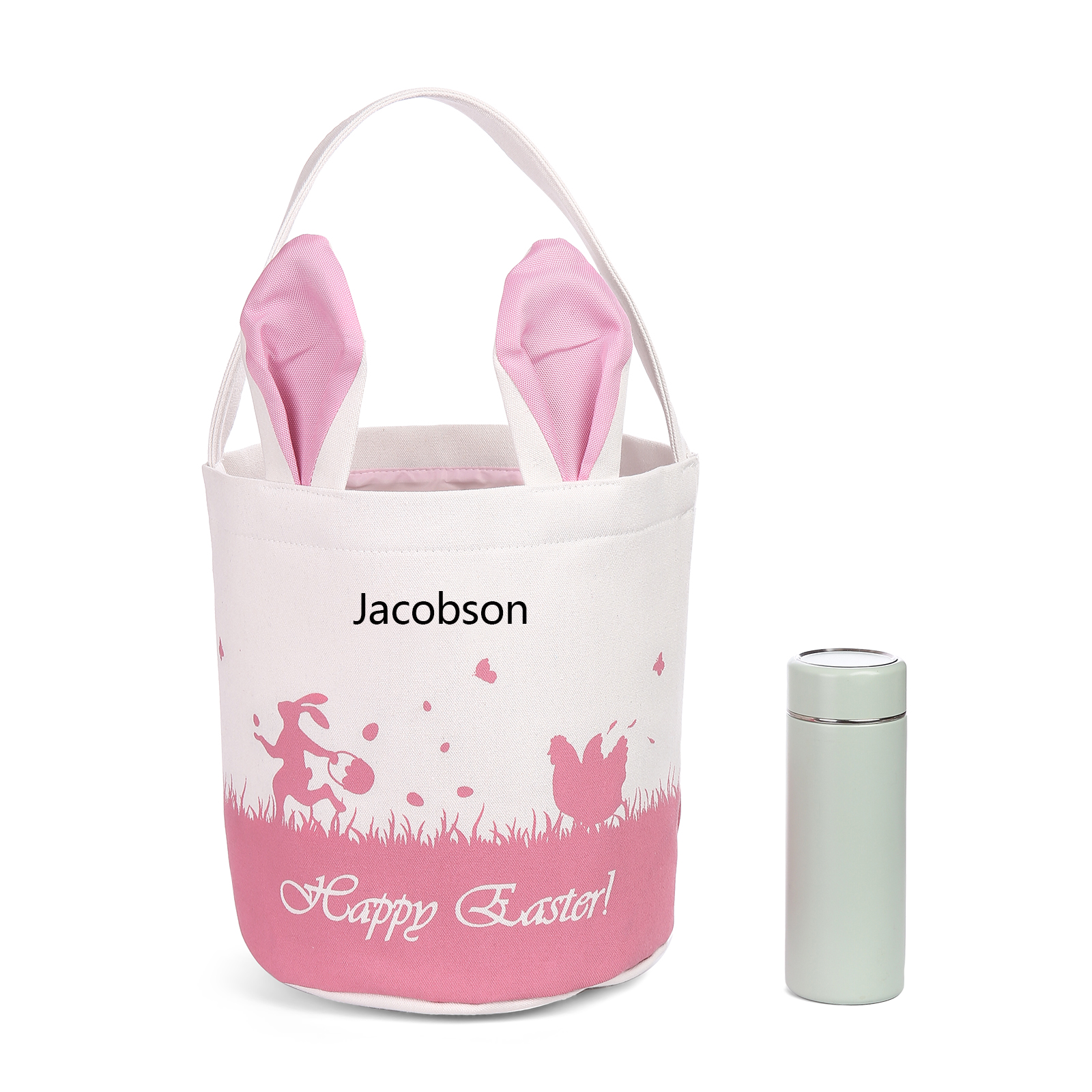 Personalised Bunny Tote Bag Customised with Name Bunny Bucket Bag Easter Gifts-Jessemade AU
