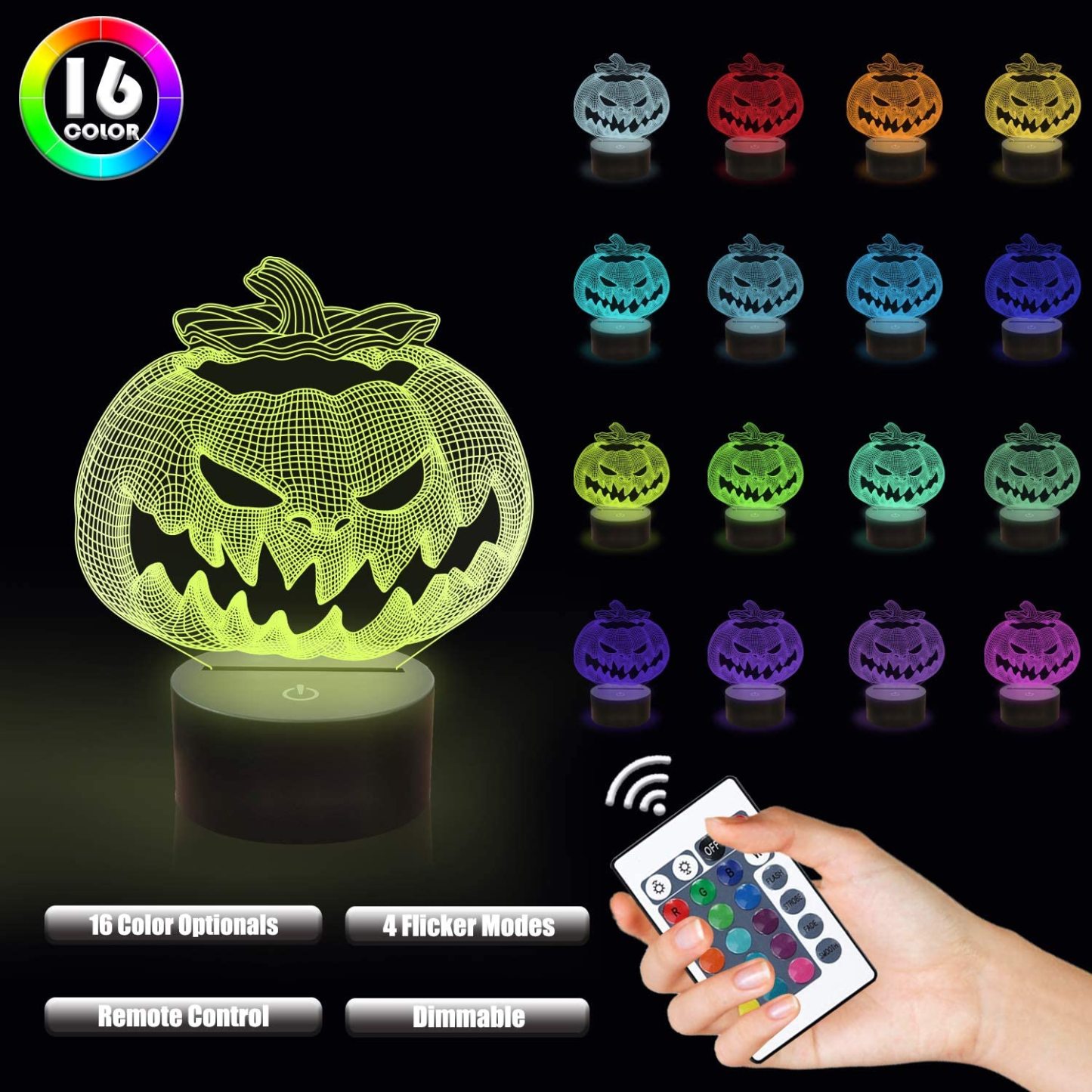 7 Colour Discoloured Halloween Pumpkins Night Light Lamp Home Decoration Gifts-Jessemade AU