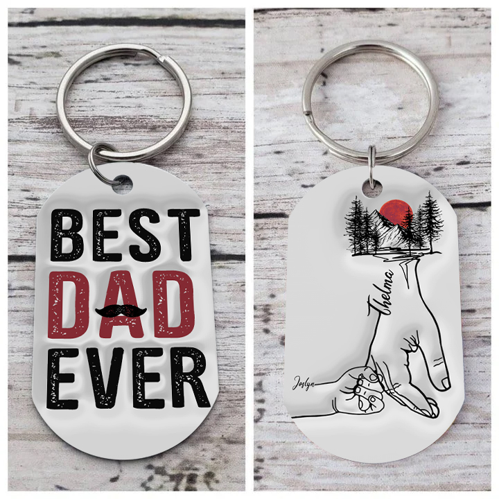 Best Dad Ever - Personalised 2 Names Holding Hands Keychain Custom Family Keychain Father's Day Gifts-Jessemade AU
