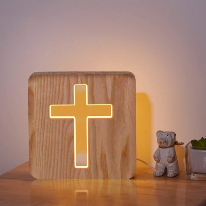 Cross Wooden Night Light-Jessemade AU