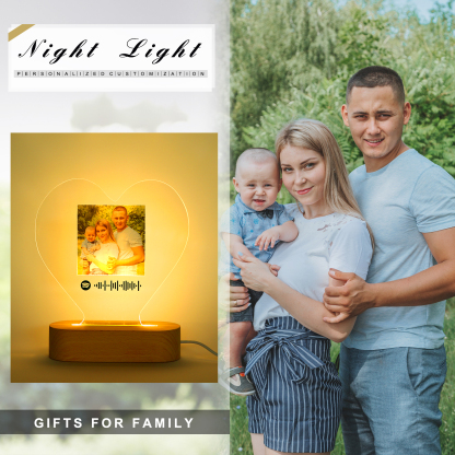 Personalised Spotify Code Photo Heart LED Night Light-Jessemade AU