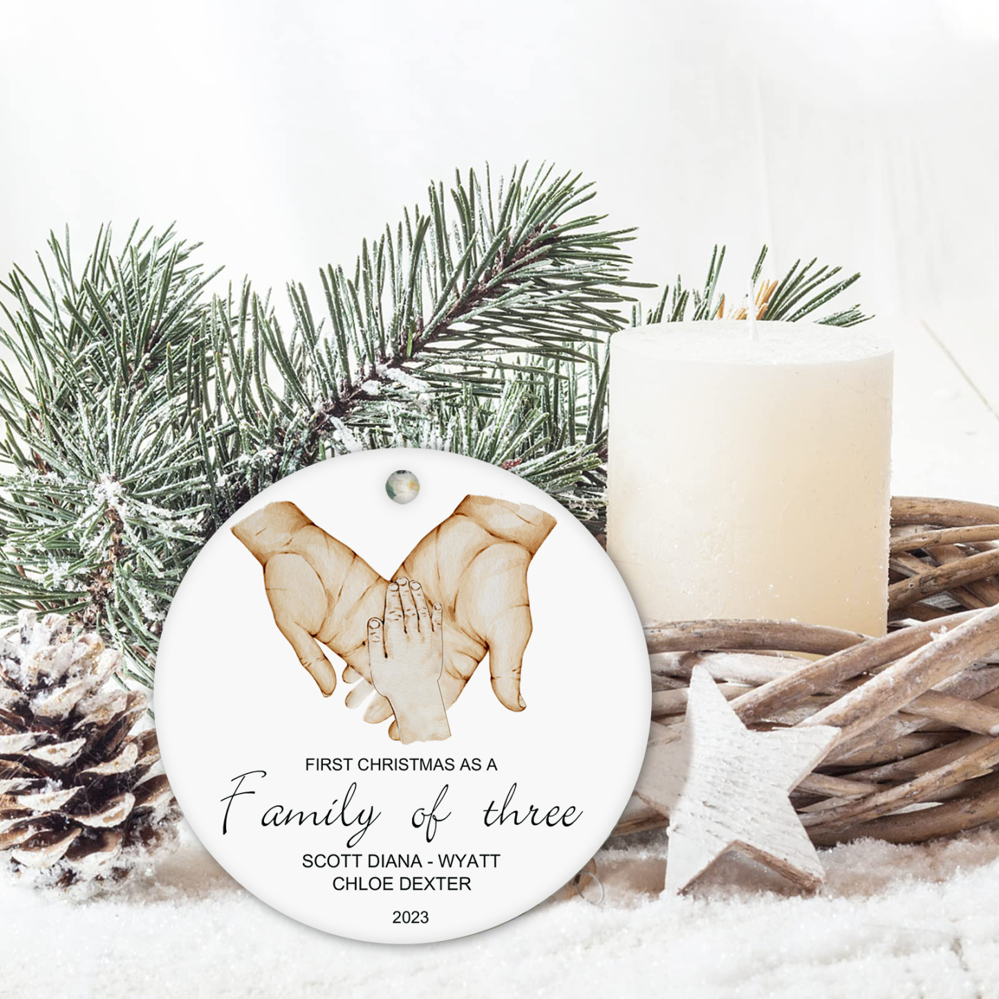 Personalised Christmas Tree Ornaments Wooden Palm Christmas Pendant Custom Text Gifts for Family Friends-Jessemade AU