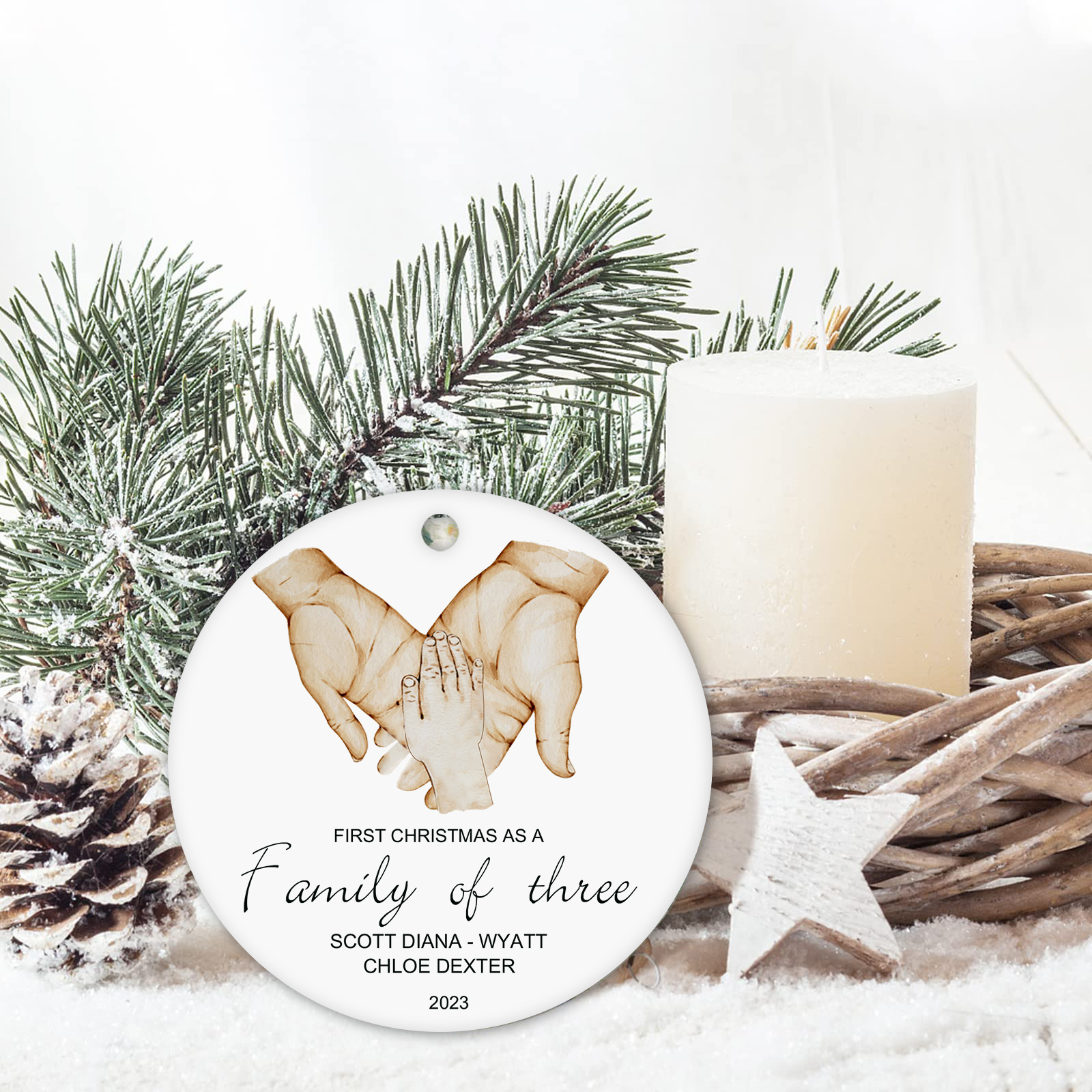 Personalised Christmas Tree Ornaments Wooden Palm Christmas Pendant Custom Text Gifts for Family Friends-Jessemade AU