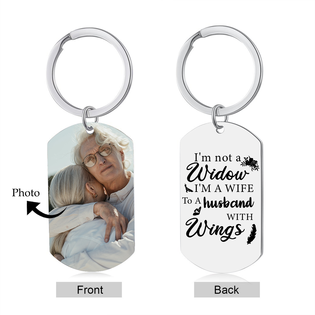 Personalised Photo Keychain Memorial Gift "I'm A Wife To A Husband With Wings"-Jessemade AU