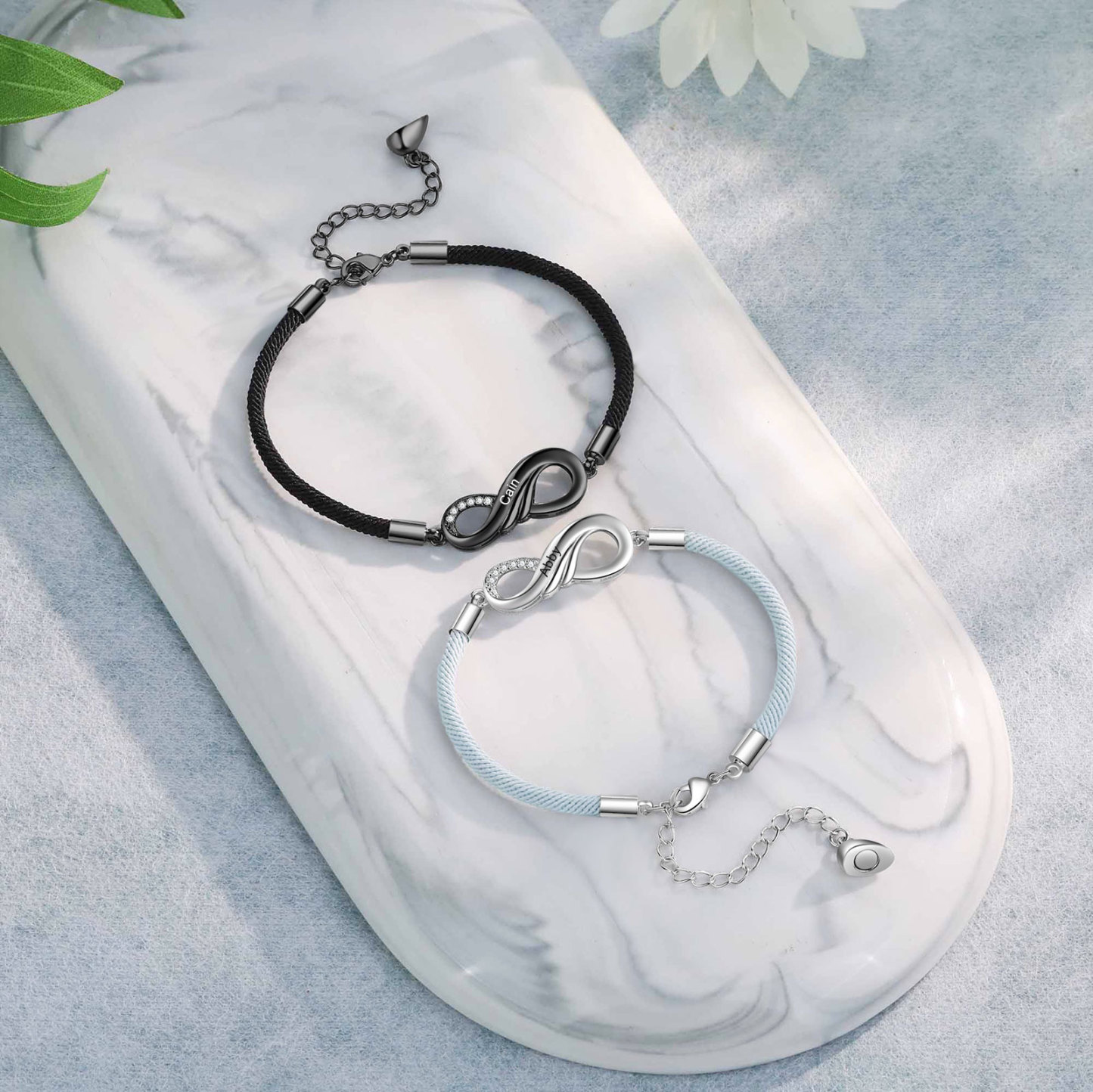 Couple Infinity Bracelet Customised 2 Names Bracelet Set Adjustable Bracelet Personalised Gift for Couples-Jessemade AU
