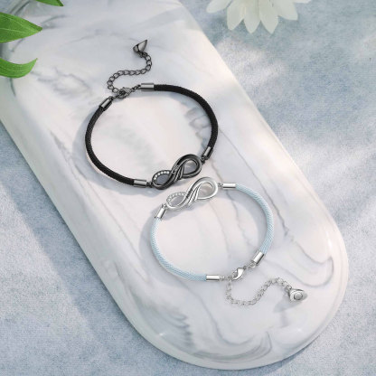 Couple Infinity Bracelet Customised 2 Names Bracelet Set Adjustable Bracelet Personalised Gift for Couples-Jessemade AU