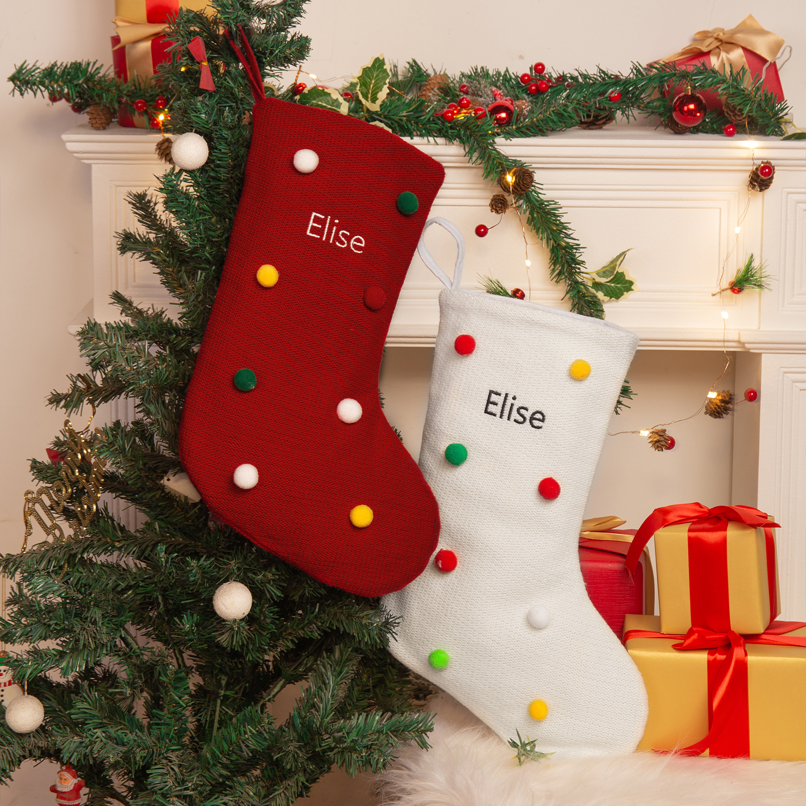 Customised 1 Name Christmas Stocking Ornament Fireplace Decorations Personalised Christmas Gift for Family Friends-Jessemade AU