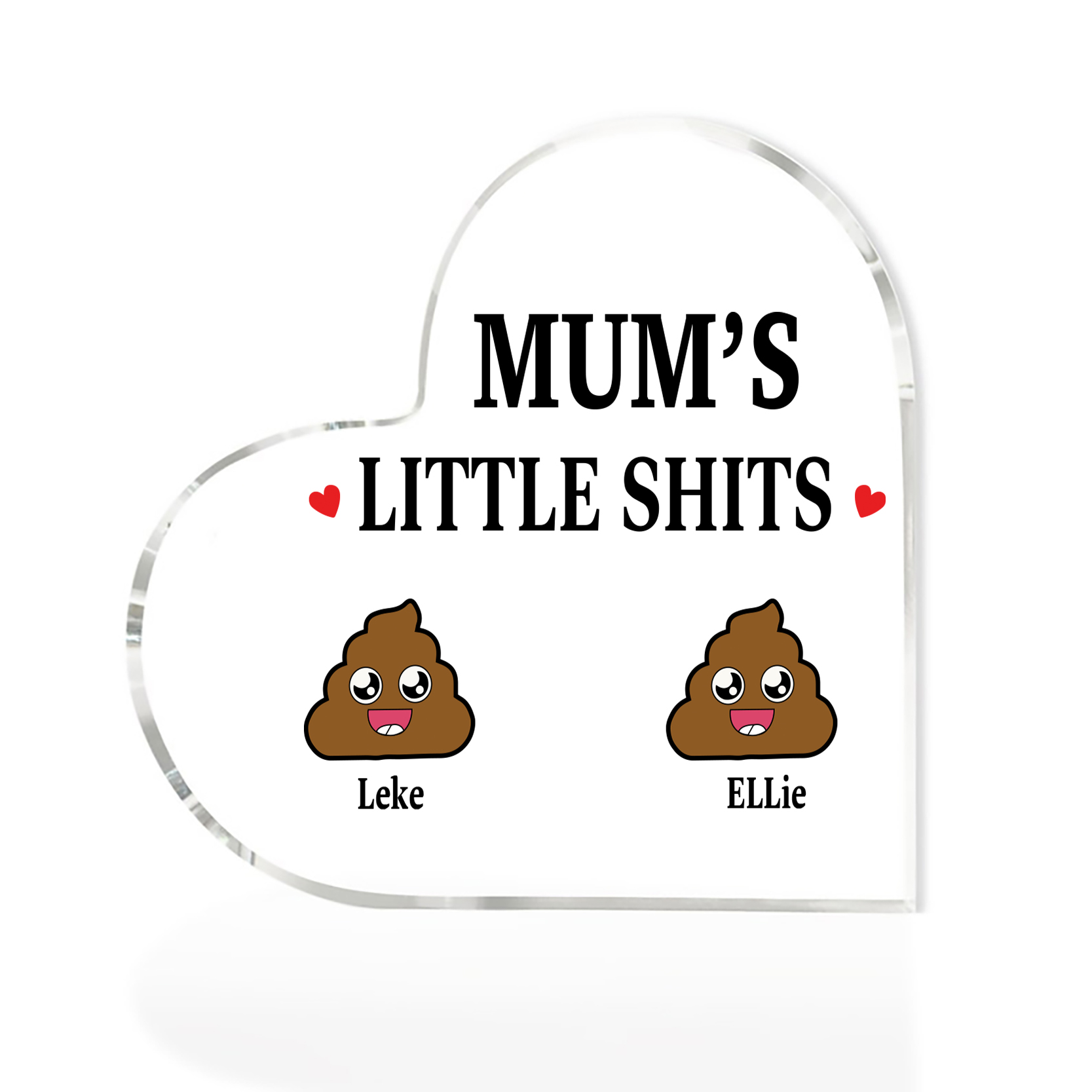 2 Names - Personalised Acrylic Heart Keepsake Custom Name Ornaments Mother's Day Funny Gifts for Mum-Jessemade AU