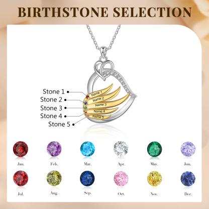 Personalised Golden Intertwined Heart Pendant Necklace Custom 5 Birthstones & 5 Names Necklace Gifts for Her-Jessemade AU