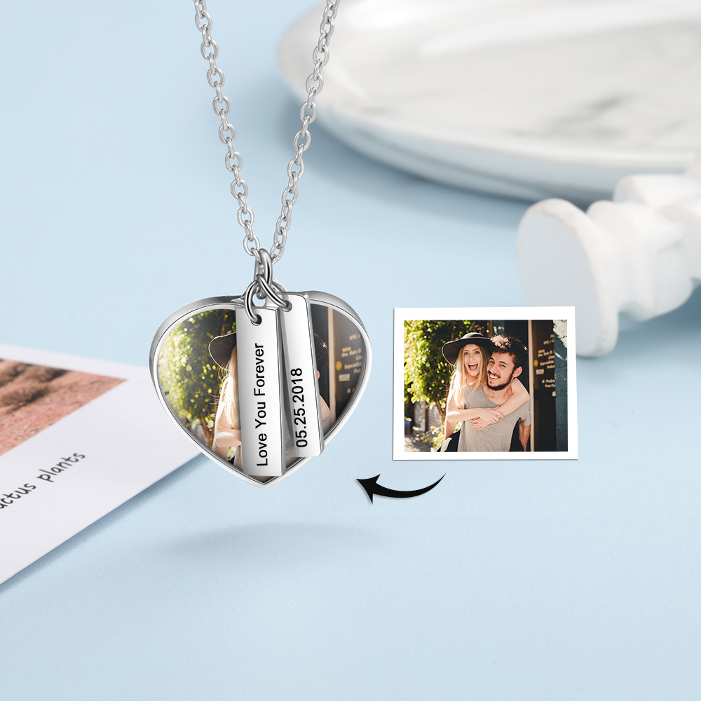 Personalised Heart Tag Necklace Custom 1 Photo Necklace Gifts For Her-Jessemade AU