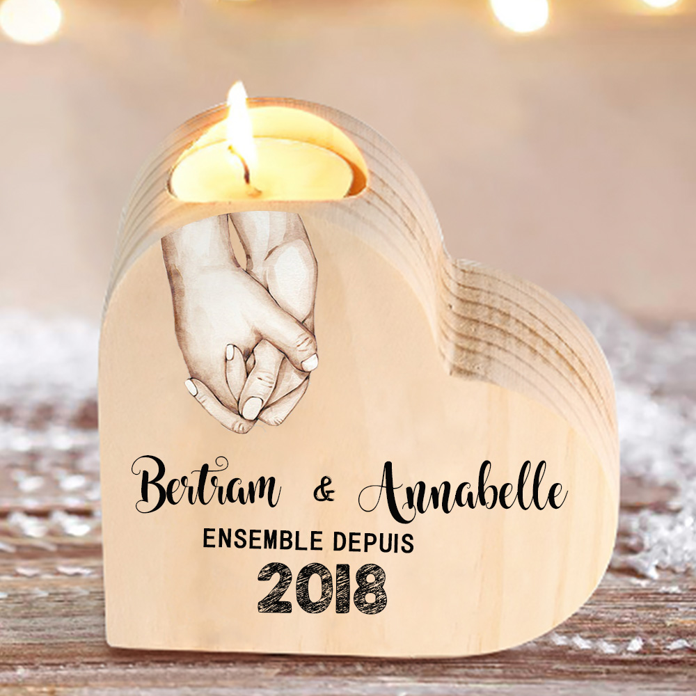 Couple Wooden Heart Candle Holder Hand Gesture Heart Promise Candlesticks-Jessemade AU