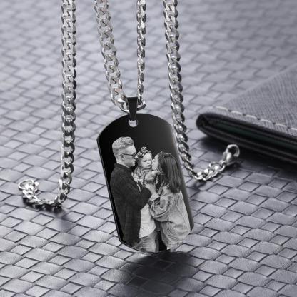 Personalised Photo Tag Necklace Custom Photo Cuban Chain Necklace Gifts For Father-Jessemade AU