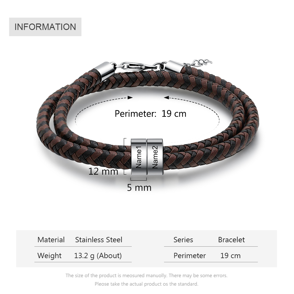 Personalised 2 Beads Men's Bracelet For Him-Jessemade AU