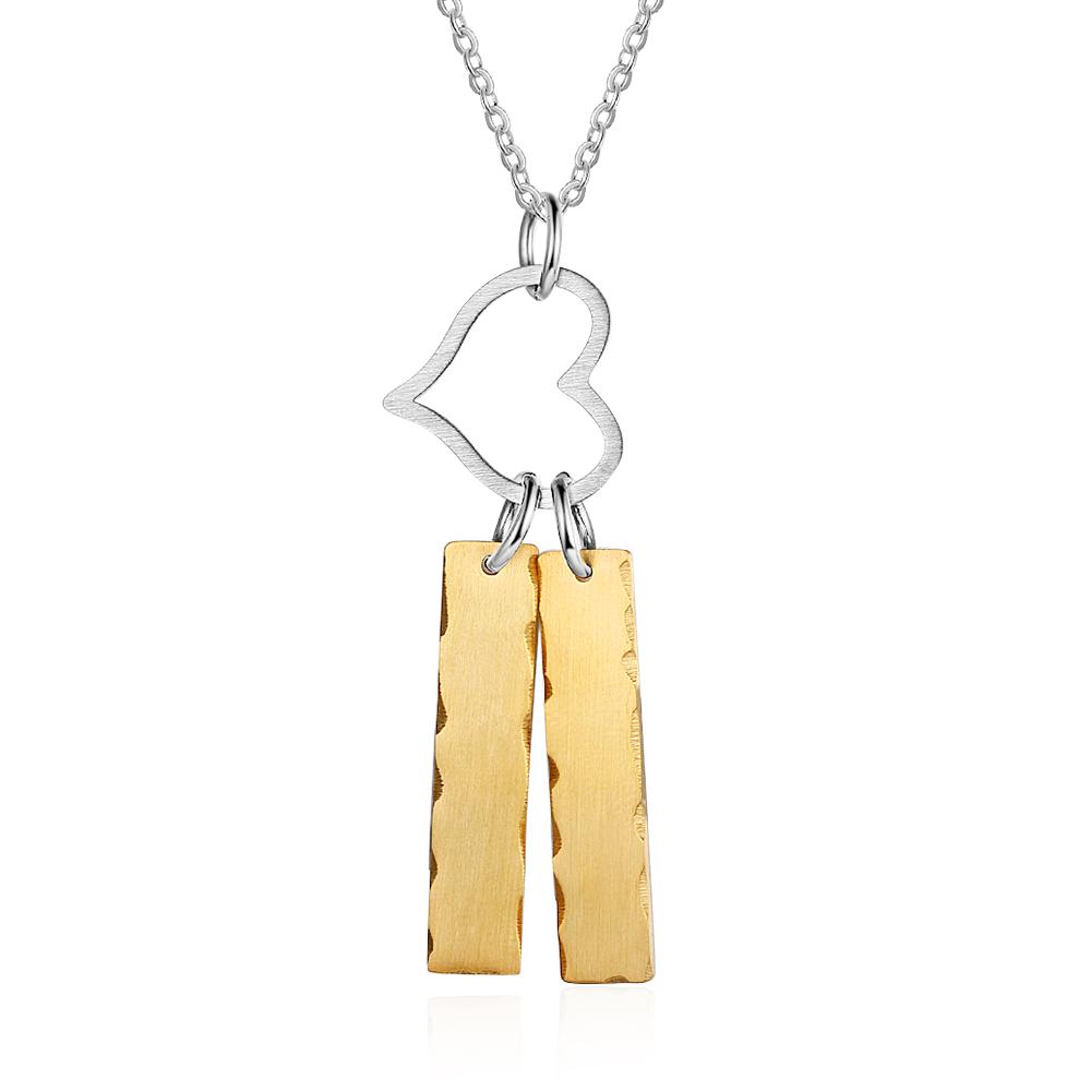 Personalised Double Bar Necklace With Heart-Jessemade AU