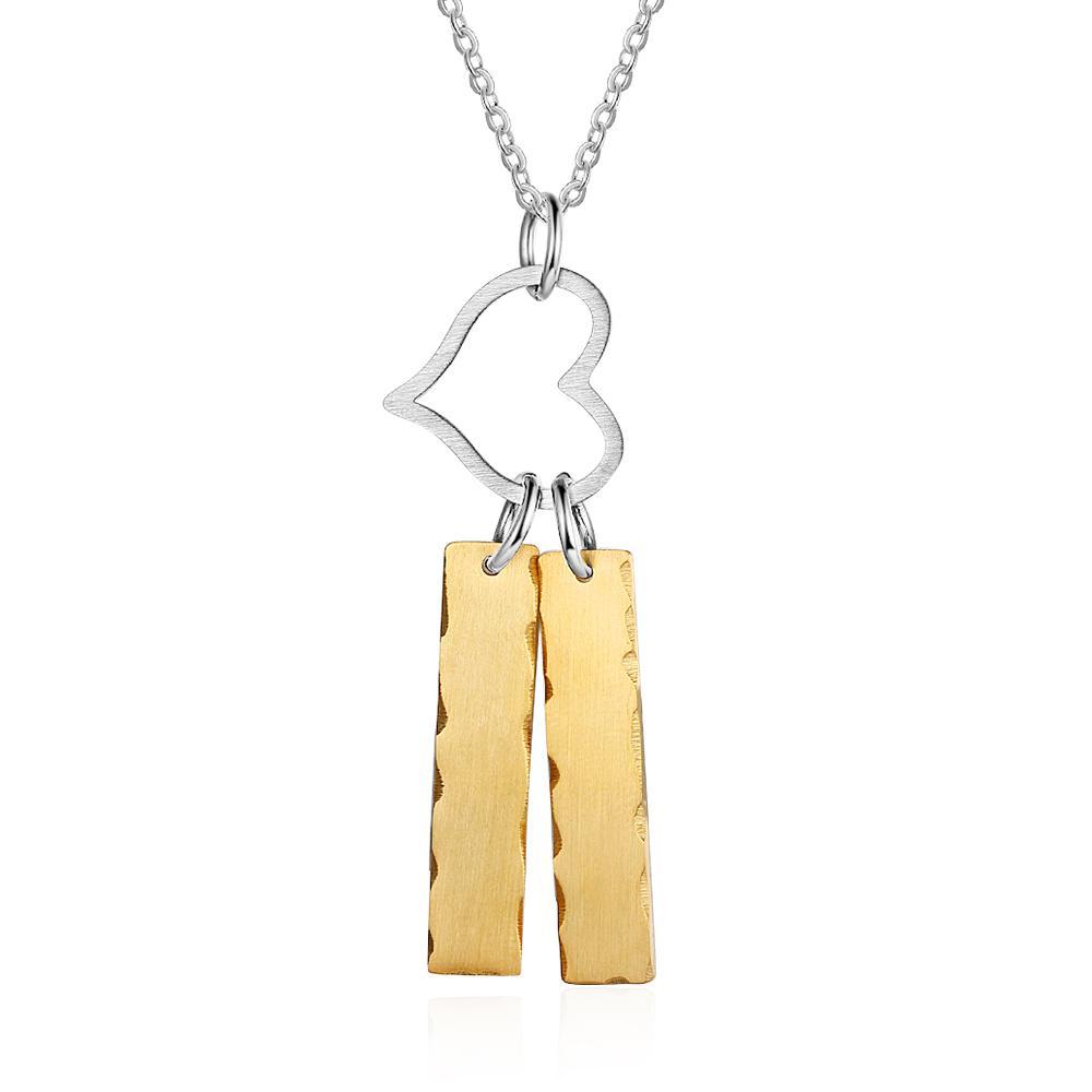 Personalised Double Bar Necklace With Heart-Jessemade AU