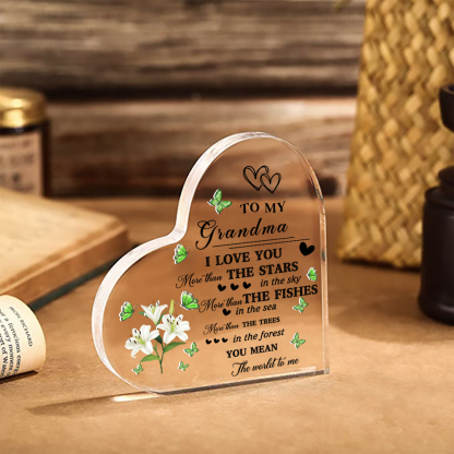 To My Grandma Acrylic Heart Keepsake Heart Ornament-To My Grandma I Love You-Jessemade AU