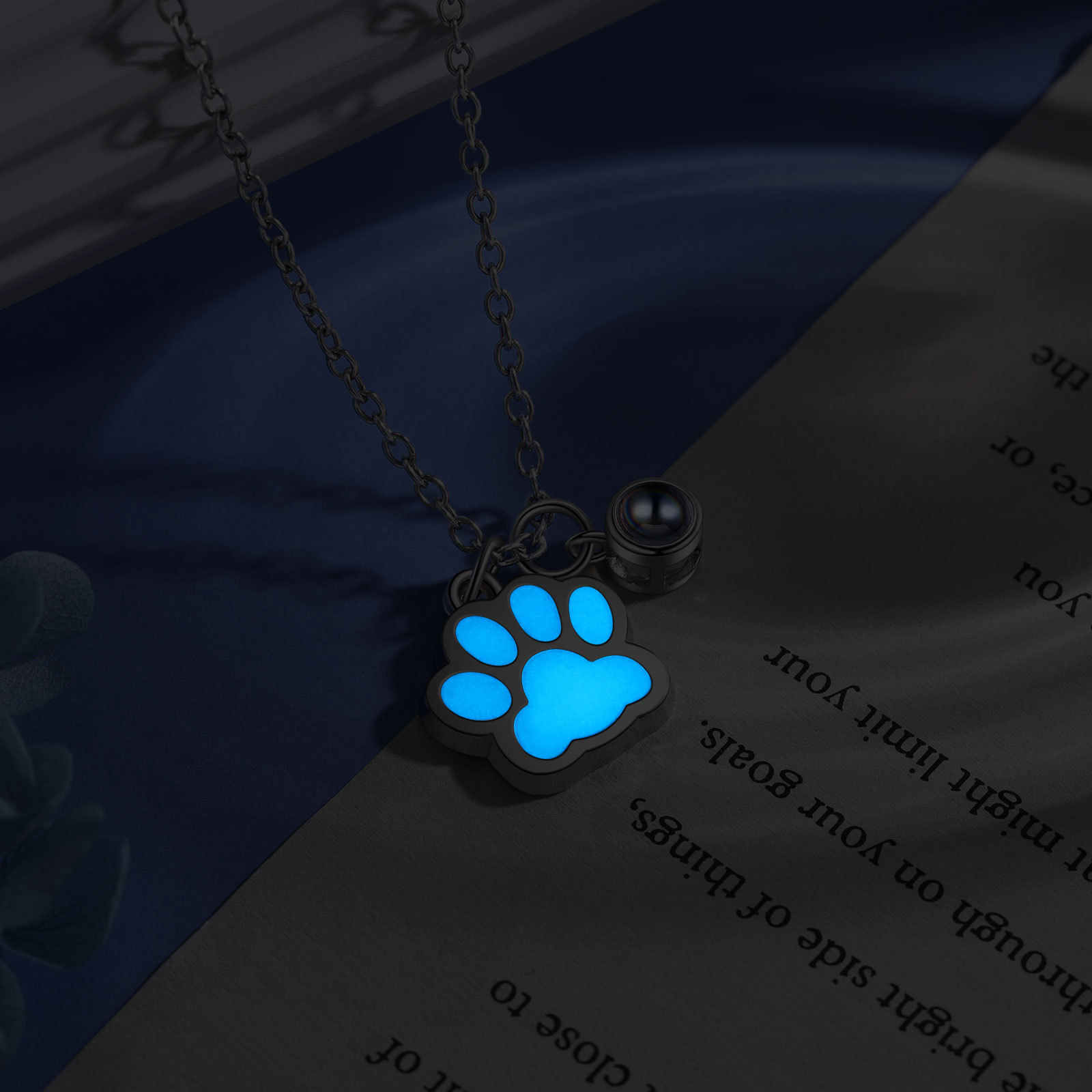 Personalised Dog Paw Pendant Couple Necklace Set Custom Photo Projection Necklace Romantic Gifts For Him/Her-Jessemade AU