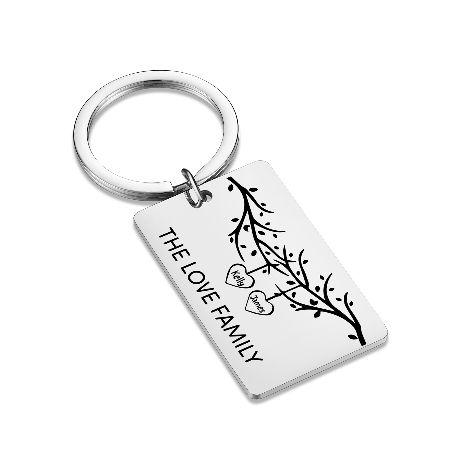 Custom Family Tree Keychain with 2 Names Personalised Dog Tag keyring-Jessemade AU