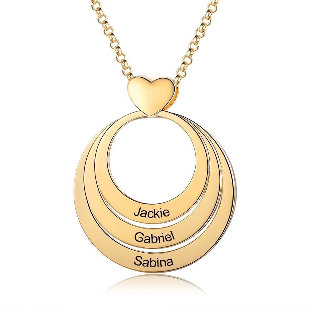 Personalised Family Circles Necklace Engraved 3 Names Love Necklace Gifts for Her-Jessemade AU