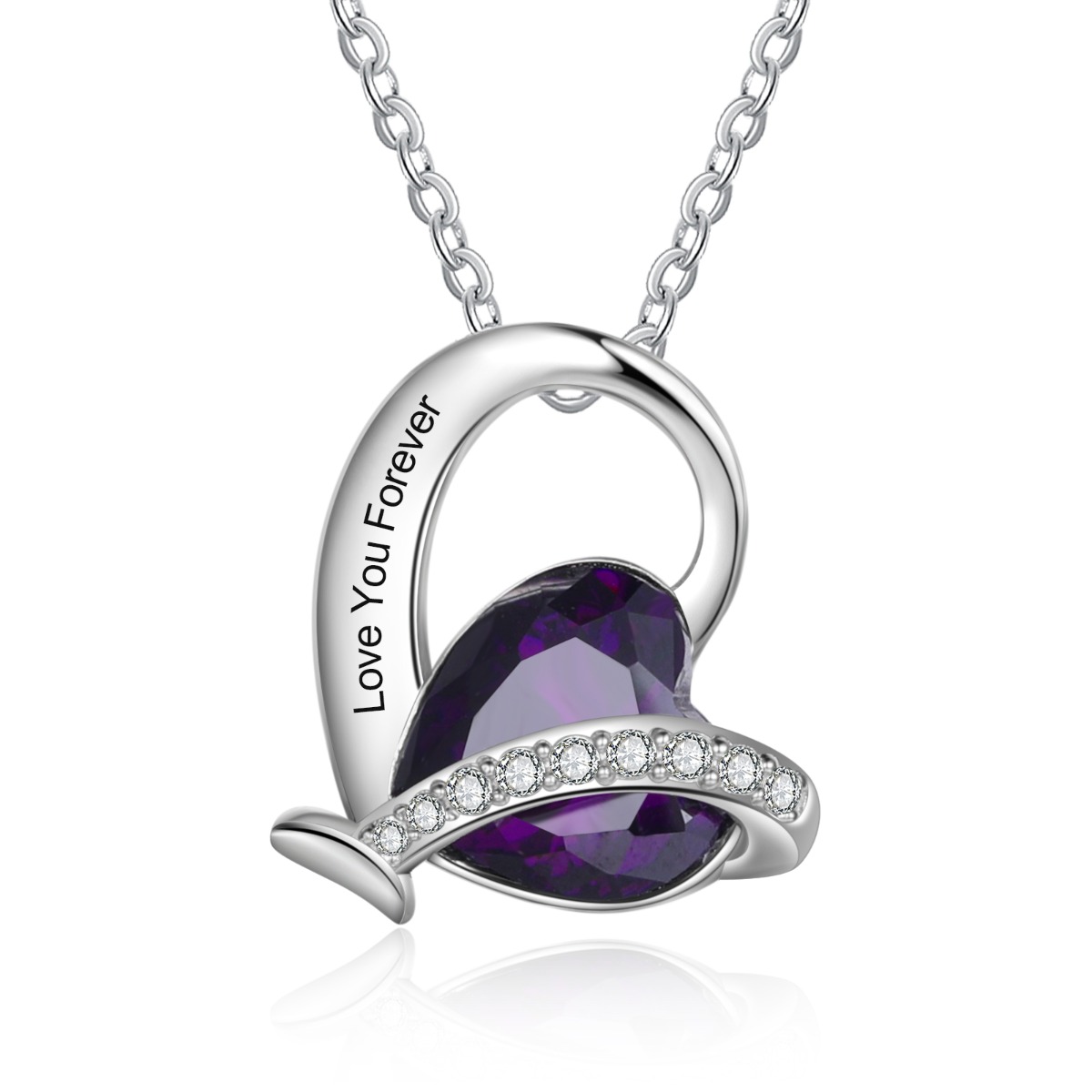 Personalised Heart Necklace with Birthstone Engraved Name Gifts for Her-Jessemade AU