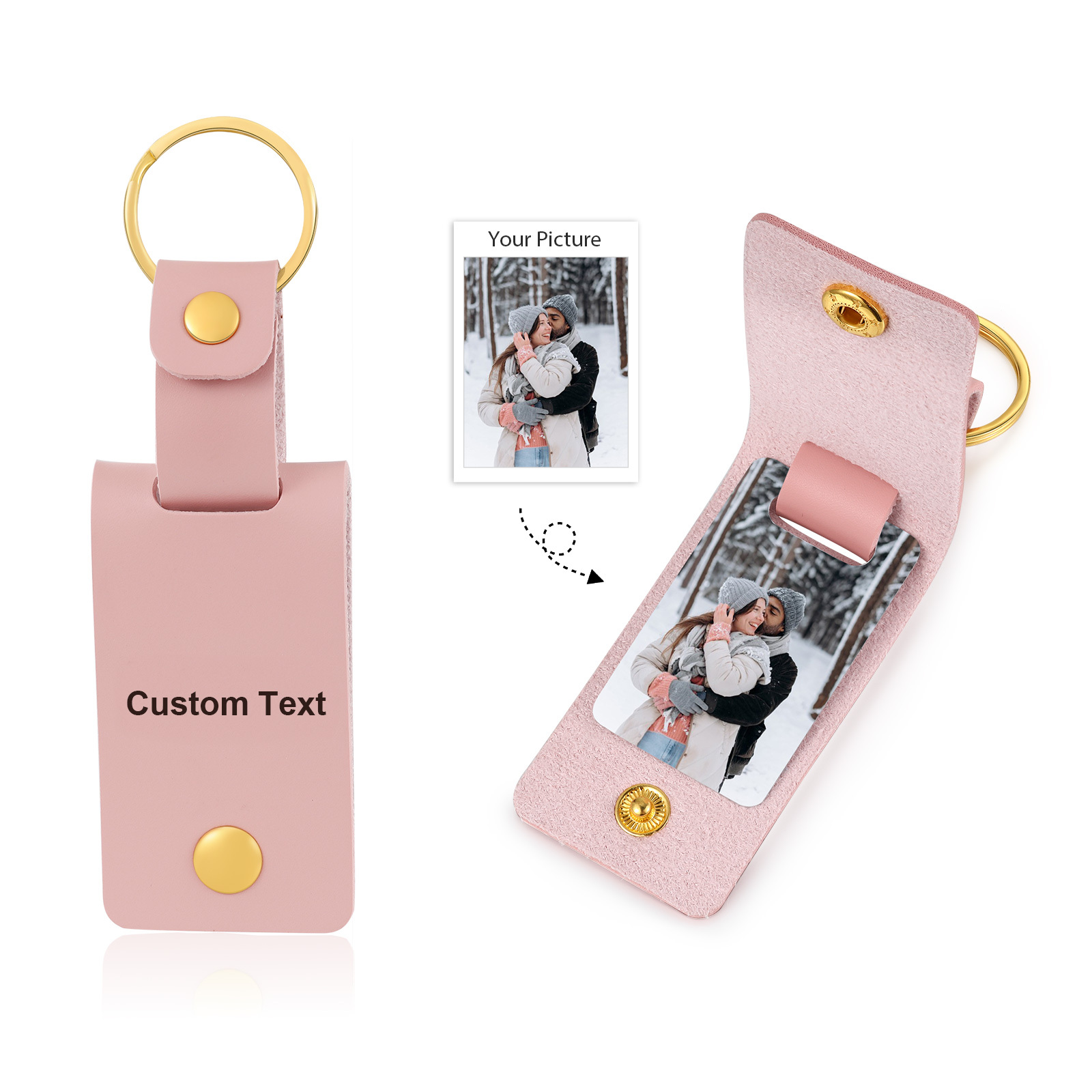 Personalised Photo Keychain Customised with Text Leather Keyring Couple Keychain Gift for Him/her-Jessemade AU