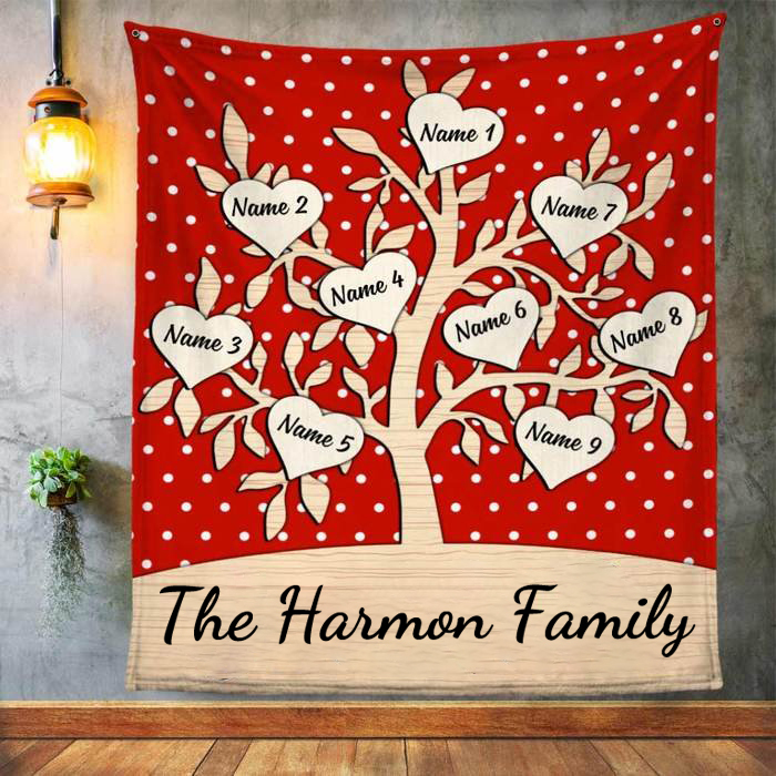 Personalised Family Tree Blanket Custom 5 Family Names Christmas Blanket-Jessemade AU