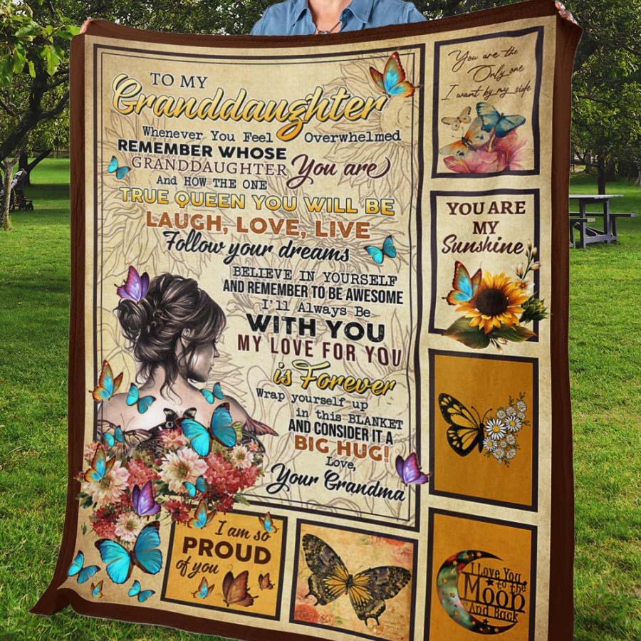 Grandma To Granddaughter, When Ever You Feel Overwhelmed, Fleece Blanket-Jessemade AU