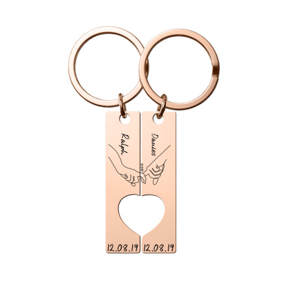 Personalised Couple Keychain Set Customised Names & Date Matching Couple Keyring Valentine's Day Gifts For Couples-Jessemade AU
