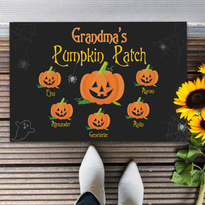 Personalised Halloween Doormat Custom 6 Names Pumpkin Doormat Home Decor - Grandma's Pumpkin Patch-Jessemade AU
