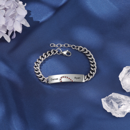 Personalised Cuban Chain Couple Bracelets Custom Names Two Soul One Heart Matching Bracelet Love Gifts-Jessemade AU