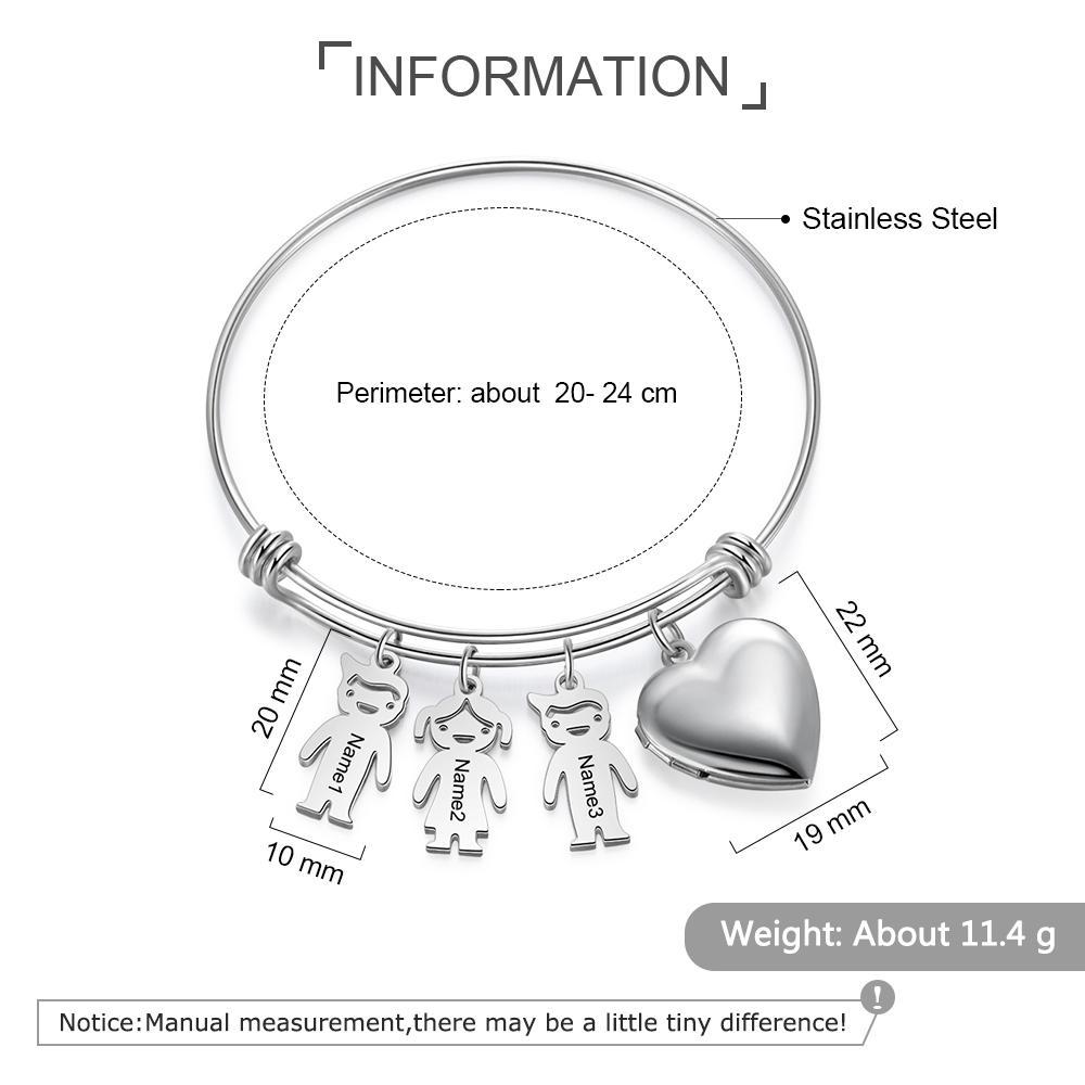 Personalised Heart Photo Locket Bracelet Custom Photo Bracelet Gifts For Mother-Jessemade AU