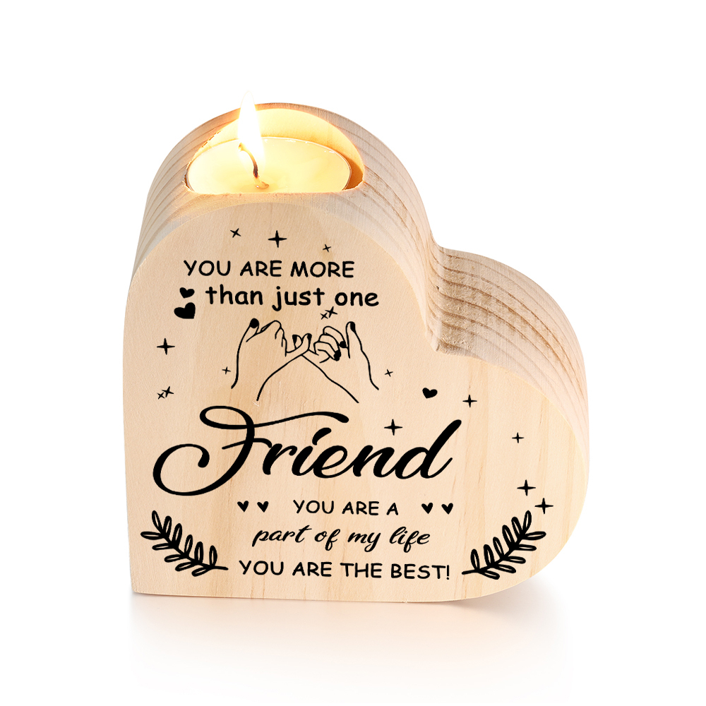 To My Friend Heart Candle Holder Wooden Pinky Swear Candlesticks - You Are More Than Just One Friend-Jessemade AU