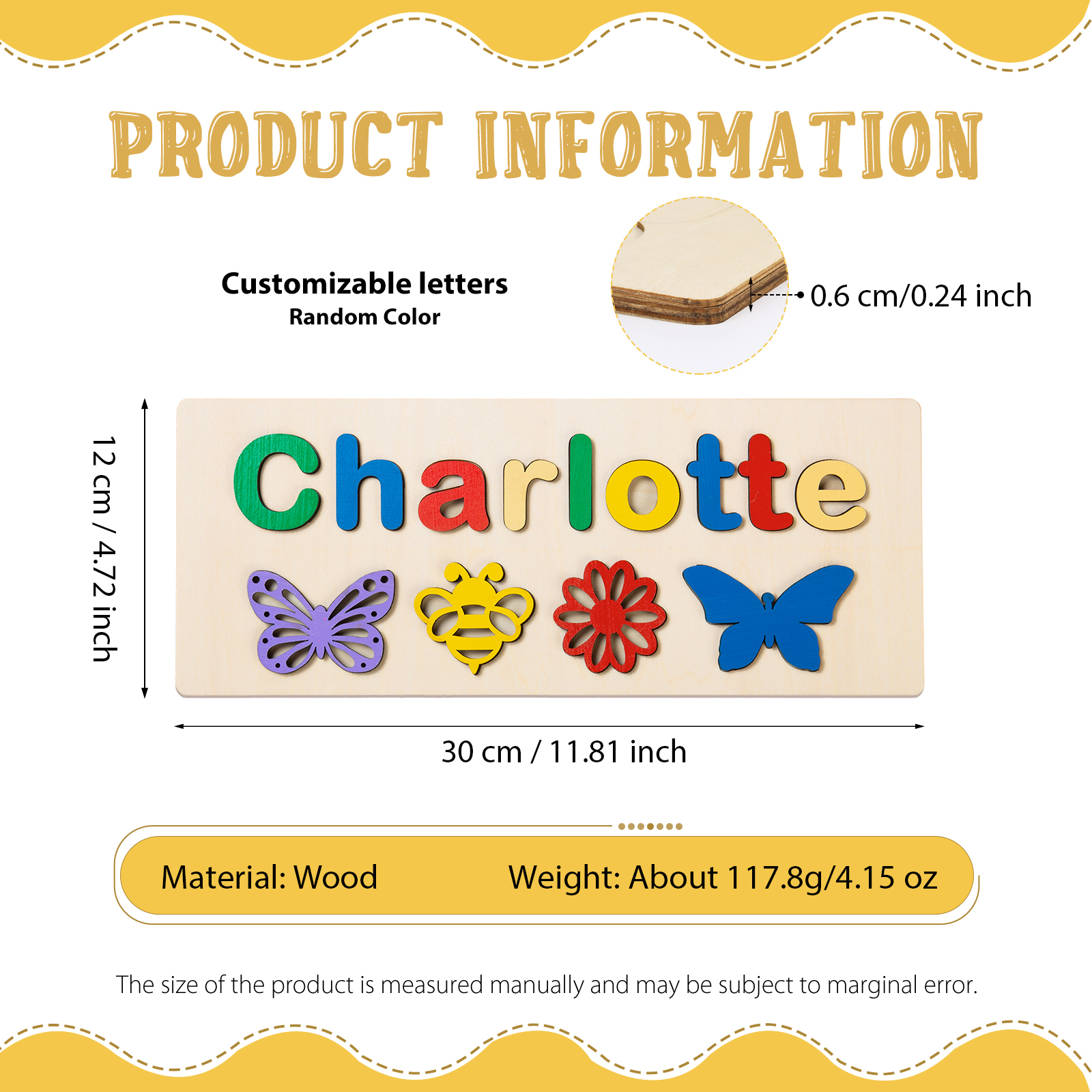 Personalised Kid's Wooden Name Alphabet Puzzle Toy for Toddlers Early Learning Child Toy-Jessemade AU