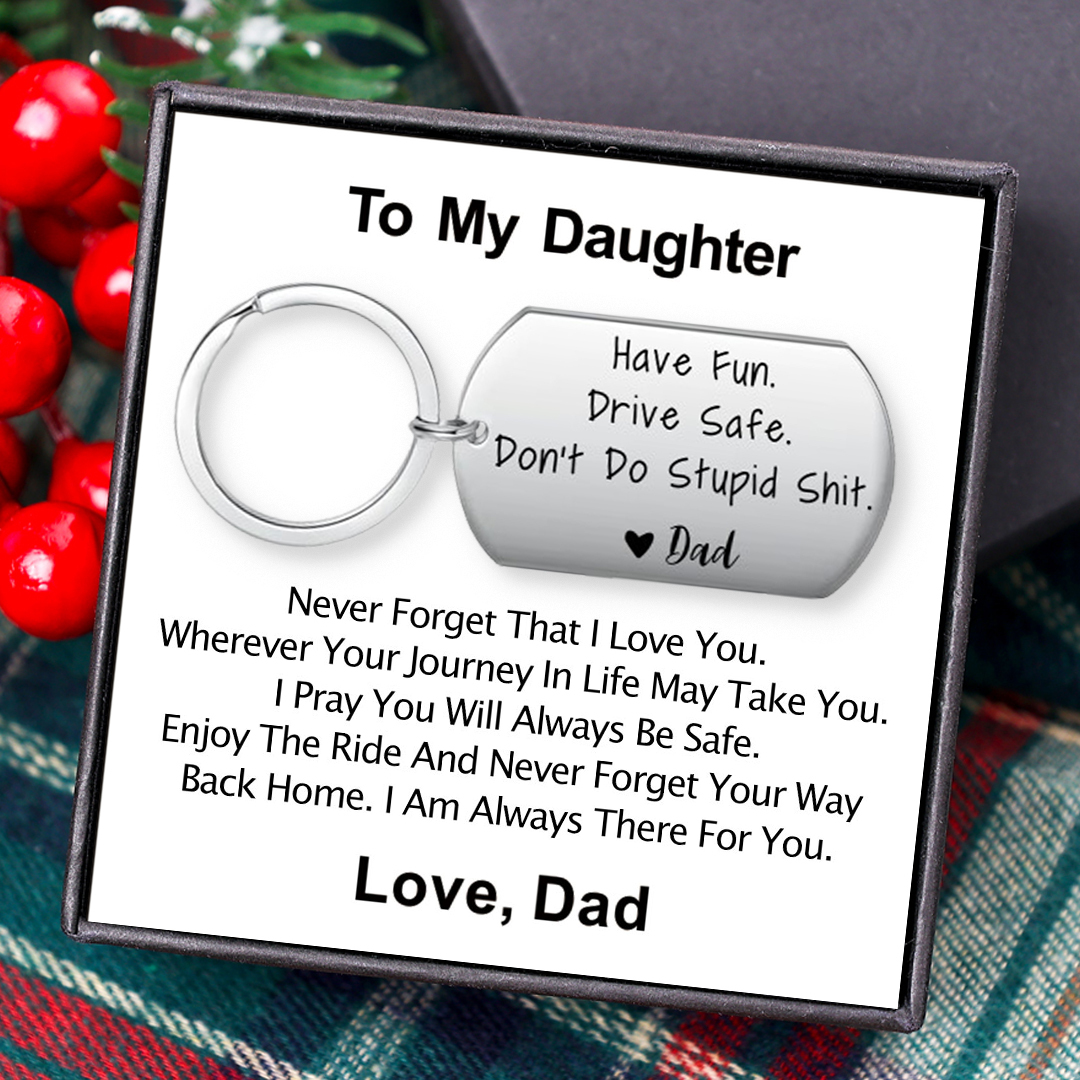 Drive Safe Don’t Do Stupid From Mom/Mum/Dad Funny Keychain for Kids-Jessemade AU