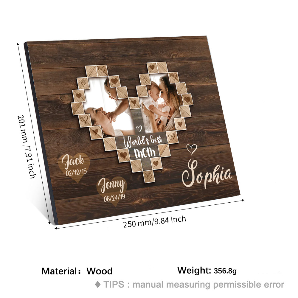 Mother Picture Board Personalised Photo Keepsake With 2 Kids Names Wood Signs Photo Frame Gifts For Mom-Jessemade AU