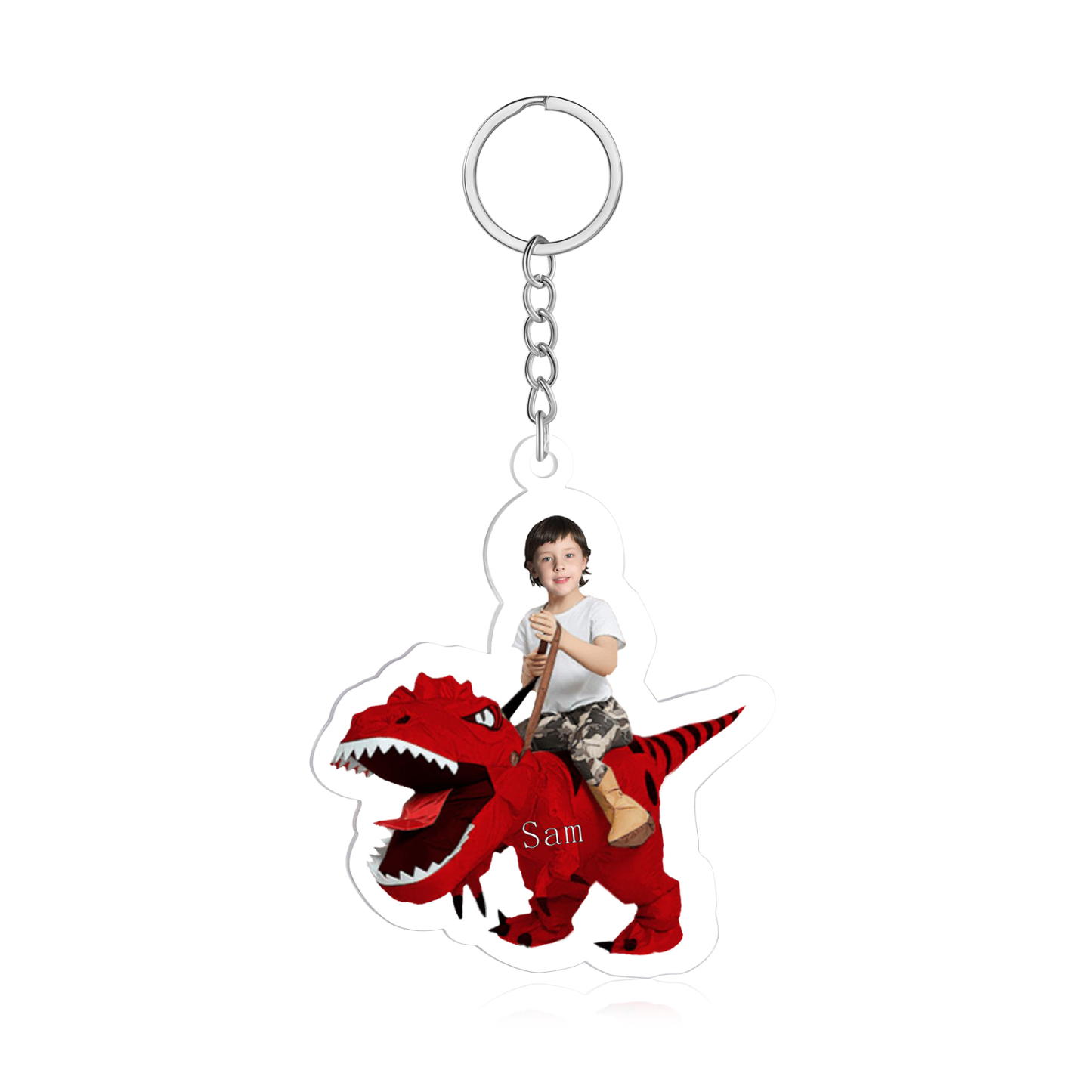 1 Name - Personalised Acrylic Dinosaur Keychain Customised Name & Photo Keychain Gift for Kids-Jessemade AU
