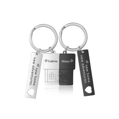 Personalised New Home Keychain Customised 2 Names & Texts Keyring Matching Gifts for Couples-Jessemade AU